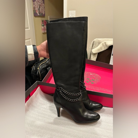 Vince Camuto Vo-Valli Black Leather Knee-High Boots - Picture 3 of 8